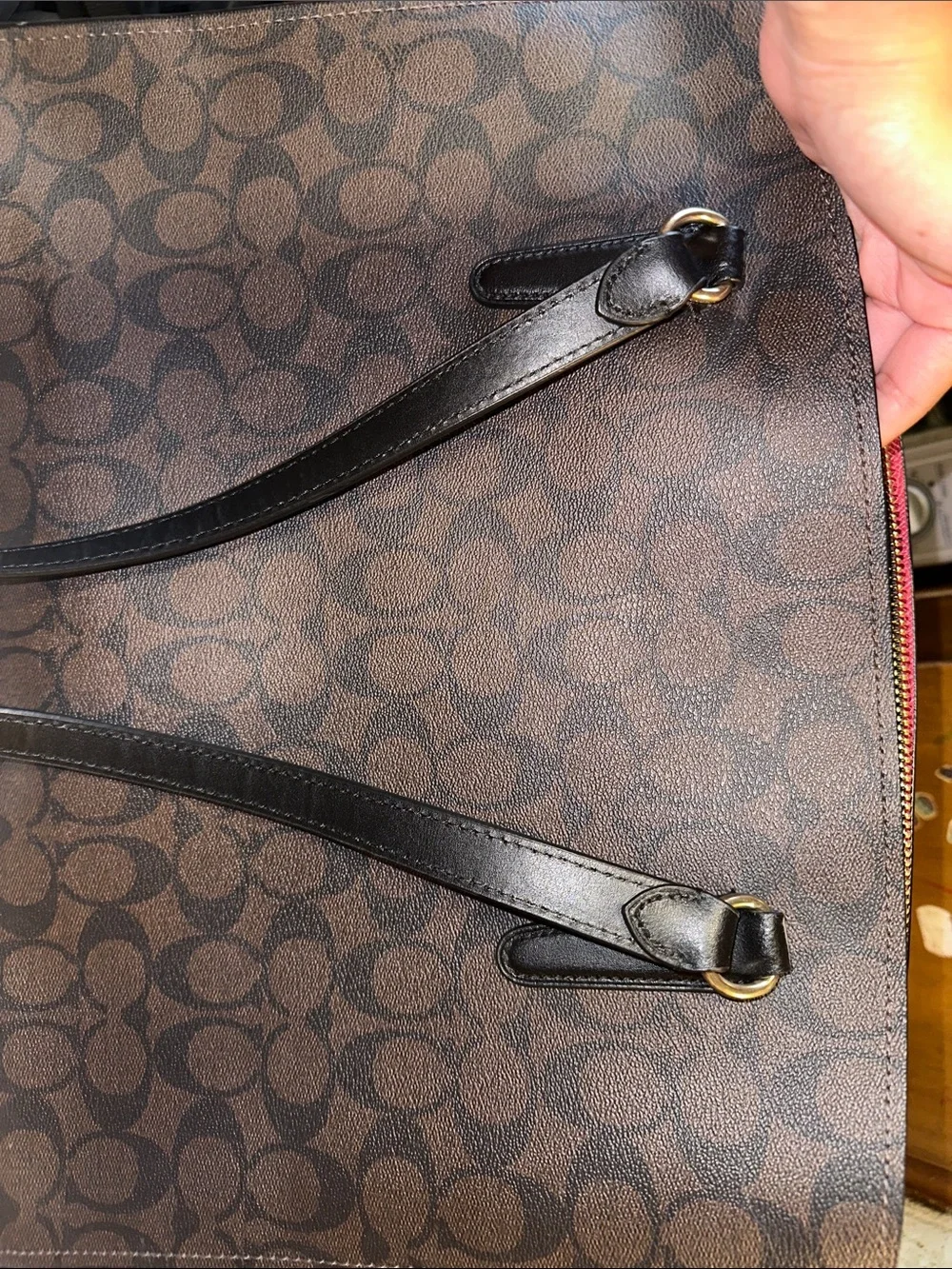 Coach Brown Signature Canvas Briefcase with Gold Hardware